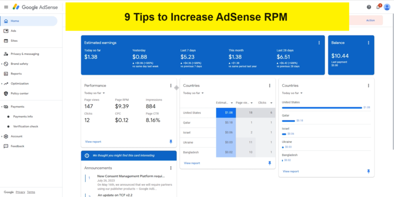 9 Tips to Increase AdSense RPM