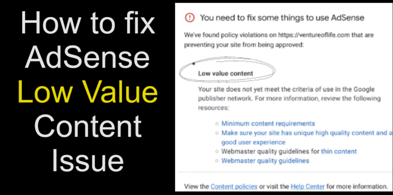 How to fix AdSense Low Value Content Issue